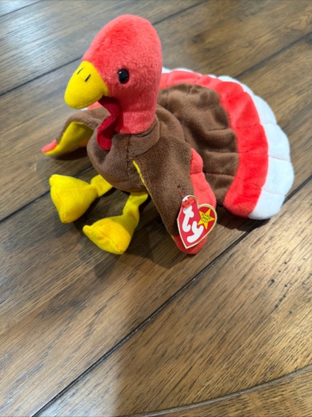 Ty Plush Turkey Toy in Red, Brown & Yellow